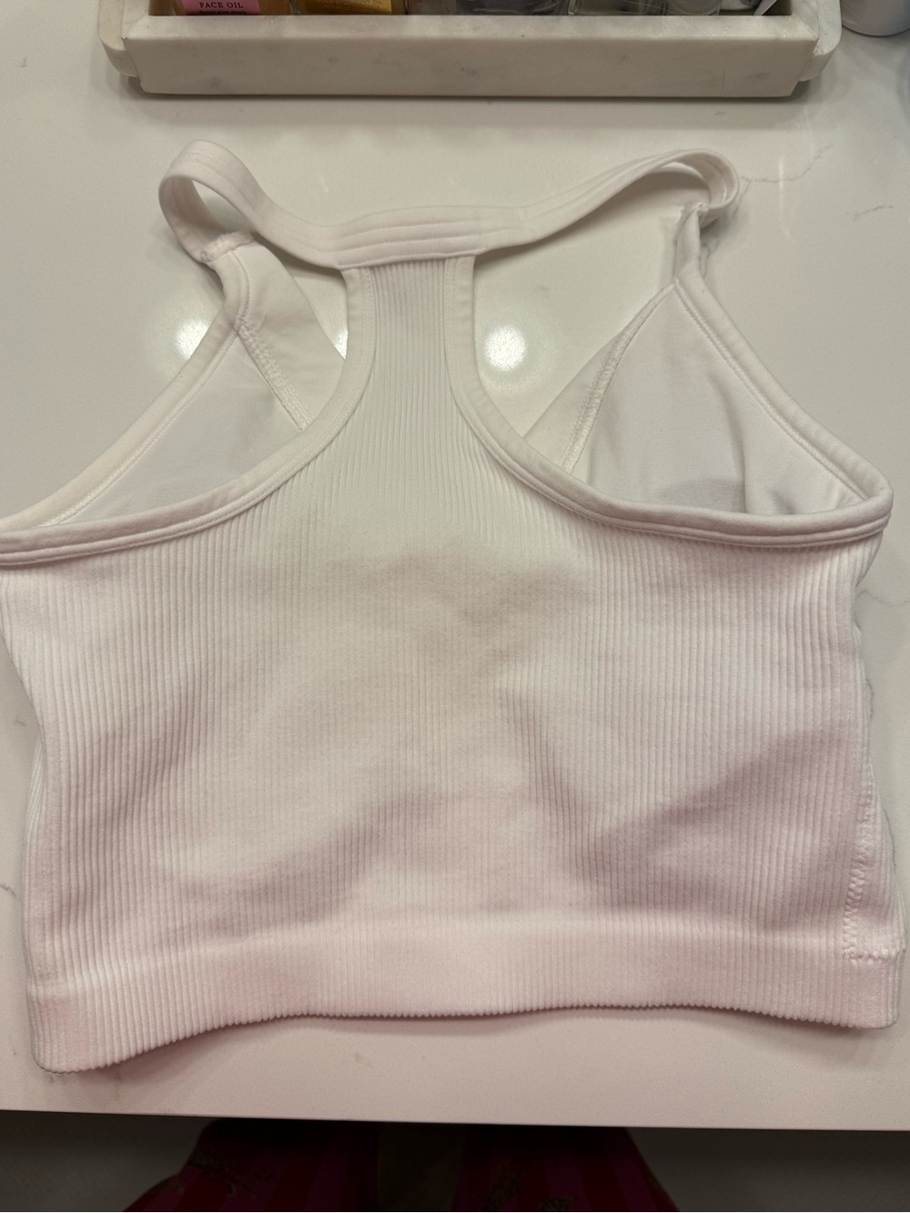 White Ribbed CoreFit Racerback Sports Bra size Large - Picture 6 of 8